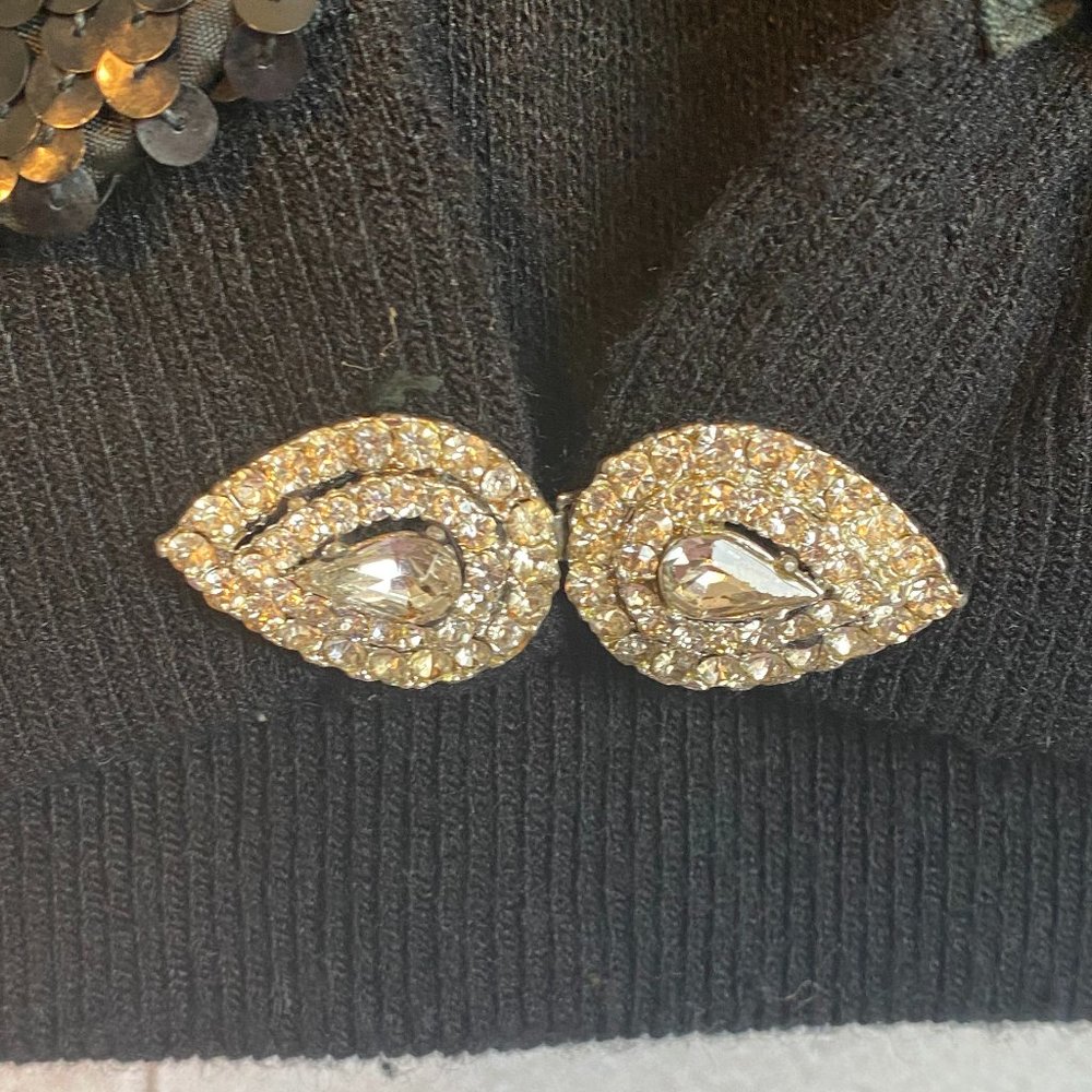 VINTAGE EMBELLISHED BLACK CARDIGAN (SZ 2-4) (VGUC) - Picture 2 of 12